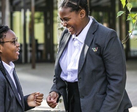 Waingels college pupils chatting together