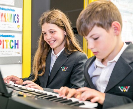 Waingels college pupils paying keyboard